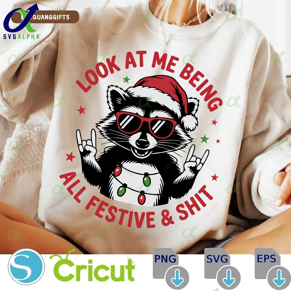 Funny Christmas Raccoon Png Svg Festive Sarcastic Quote Png Holiday Humor Sublimation Cute Raccoon Christmas Png Funny Xmas Shirt Png Svglapha